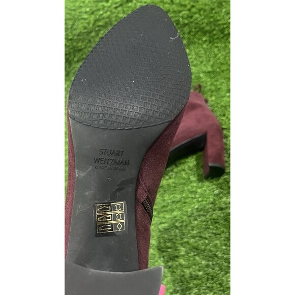 Stuart Weitzman Gardner Maroon Suede Boots Size 7 New - Picture 11 of 16